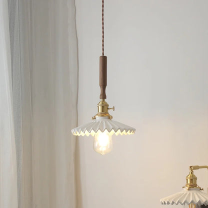 DecorBites™ Copper Ceramic LED Pendant Light with Knob Switch - 4w Bulb & Lamparas Colgante