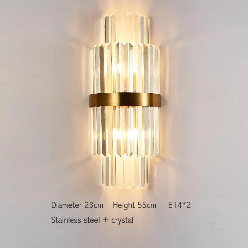 Luces de pared de cristal dorado Decorbites™: Aplique LED moderno para dormitorio, sala de estar y baño