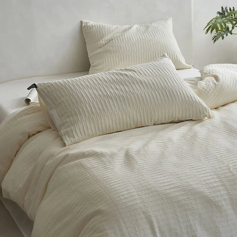 طقم أغطية سرير DecorBites™ مصنوع من خيوط إسفنجية قطنية 100% بتصميم جاكار بلون واحد