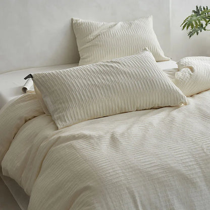 طقم أغطية سرير DecorBites™ مصنوع من خيوط إسفنجية قطنية 100% بتصميم جاكار بلون واحد