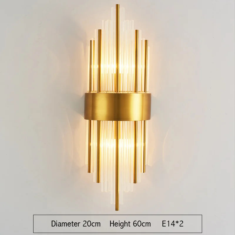 Luces de pared de cristal dorado Decorbites™: Aplique LED moderno para dormitorio, sala de estar y baño