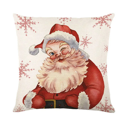 DecorBites™ Christmas Santa Claus Linen Pillowcase - Sofa Cushion Cover, Decorative Living Room Pillow Cover