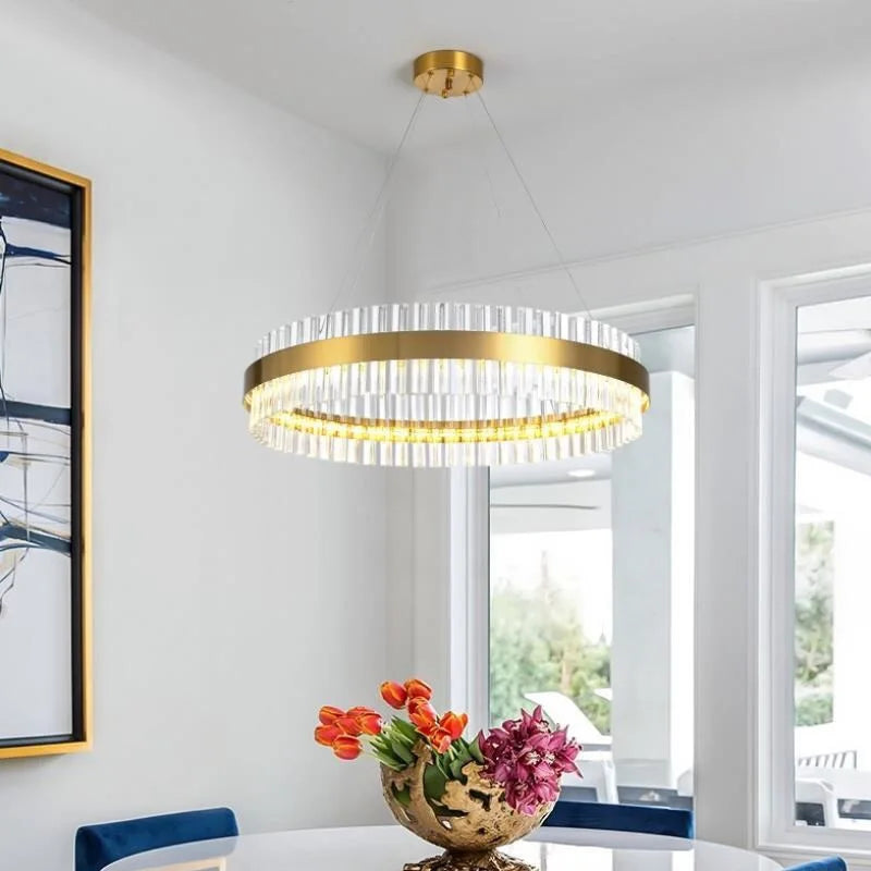 Decorbites™ Lámpara de Araña de Cristal Dorado: Iluminación LED de Lujo Moderna para Comedor, Sala de Estar y Dormitorio
