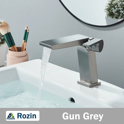 DecorBites™ Gun Grey Basin Faucet: Modern Deck Mounted Sink Mixer Tap for Luxury Bathrooms