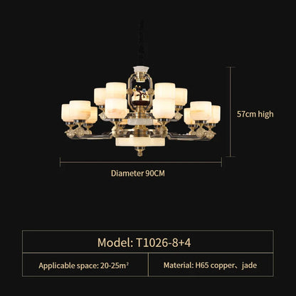 DecorBites™ All Copper Jade Chandelier for Living Room, Villa Duplex Multi-storey Lighting