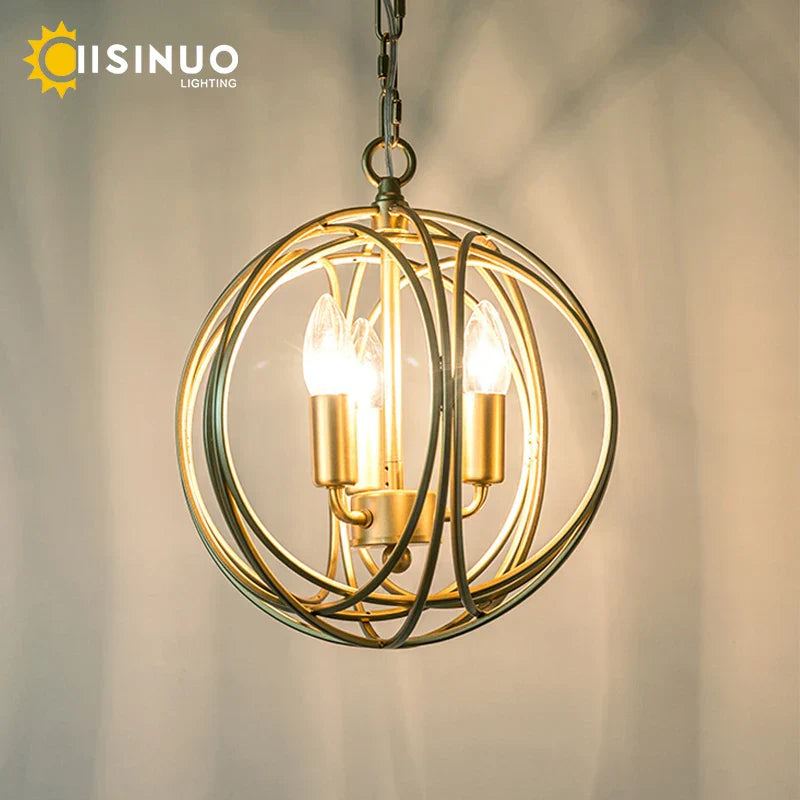 DecorBites™ Gold Globe Chandelier Pendant Light for Living Room & Dining Room