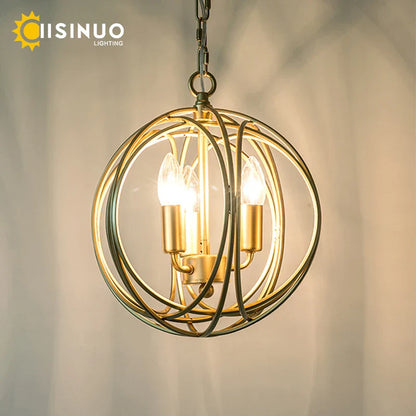 DecorBites™ Gold Globe Chandelier Pendant Light for Living Room & Dining Room