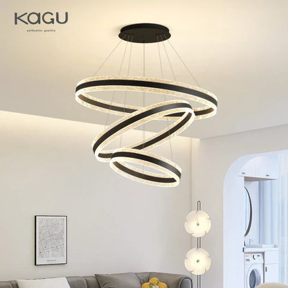 DecorBites™ Circle Rings LED Chandelier for Living & Dining Room - Modern Acrylic Aluminum Lighting