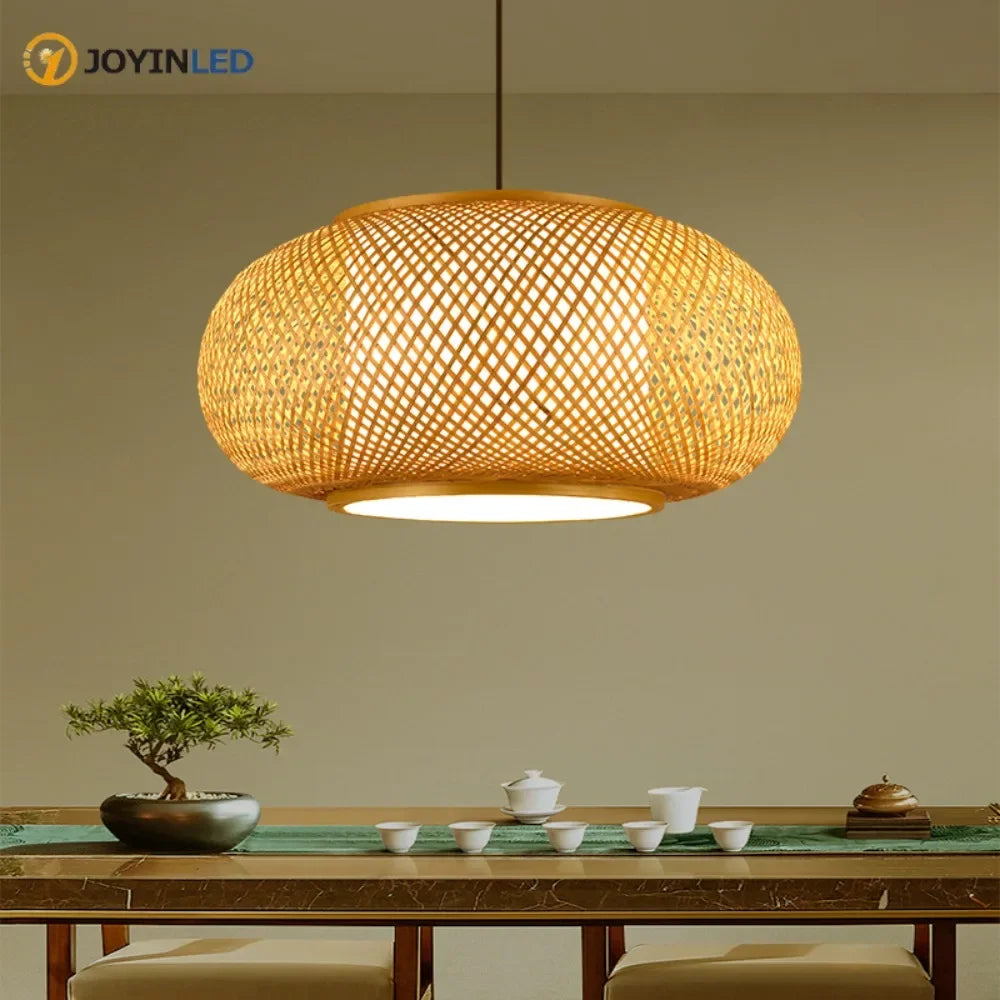 Japanese Bamboo Woven Pendant Lantern