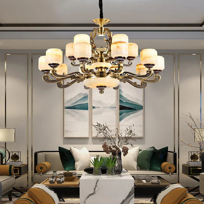 DecorBites™ Jade Zinc Alloy Chandelier for Living Room, Restaurant, Hall - Elegant Chinese Design