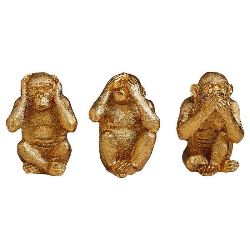 DecorBites™ Golden Monkey Sculpture: Artisanal Baboon Decorative Figurine for Home Decor