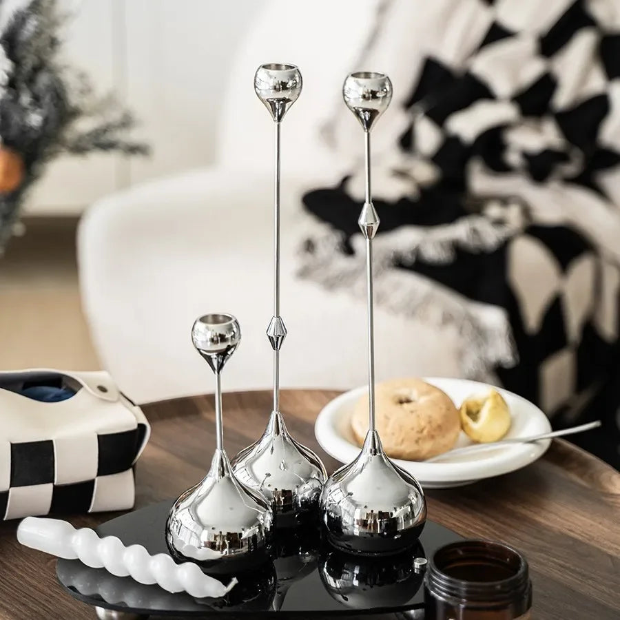 Sostenedor de velas en forma de gota de agua geométrica dorada Decorbites™ para escritorio, almacenamiento, centros de mesa para bodas