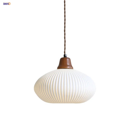DecorBites™ Brown Wood LED Pendant Lamp Ceramic Nordic Hanging Light Fixtures