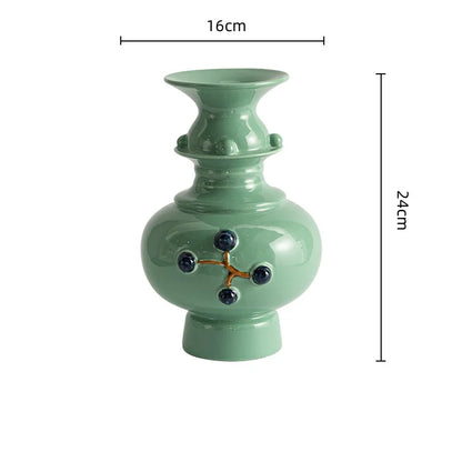 DecorBites™ Chinese-style Retro Ceramic Vase, Handmade Relief Pot Flower Vase for Home Decor