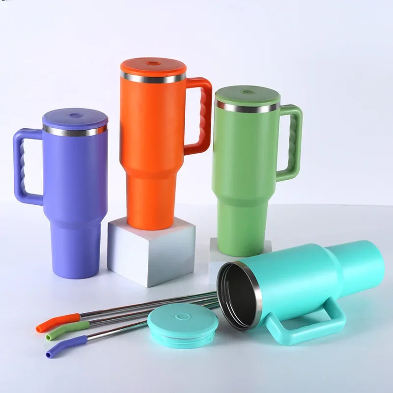 كوب DecorBites™ 40 أونصة من الفولاذ المقاوم للصدأ مع زجاجة حرارية للقهوة والسفر