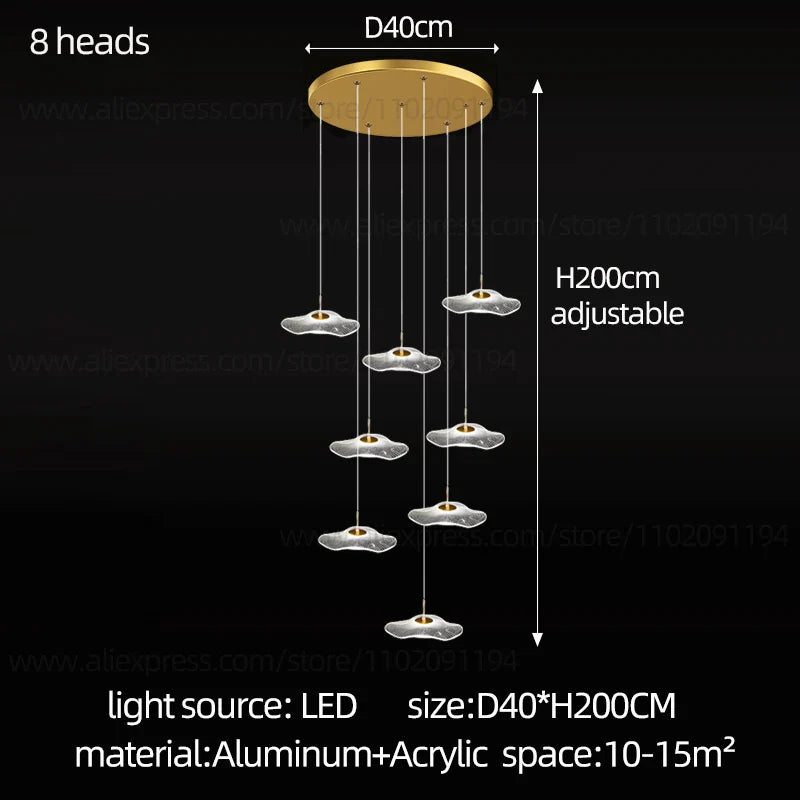 DecorBites™ LED Lotus Staircase Chandelier: Modern Design for Hotel Lobby, Villa, Kitchen Lighting