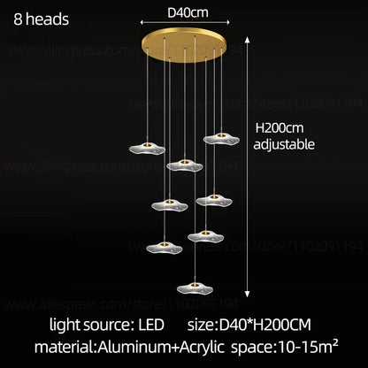 DecorBites™ LED Lotus Staircase Chandelier: Modern Design for Hotel Lobby, Villa, Kitchen Lighting