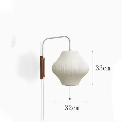 DecorBites™ Handwoven Silk Ball Wall Light: Japanese Design for Living Room and Bedroom