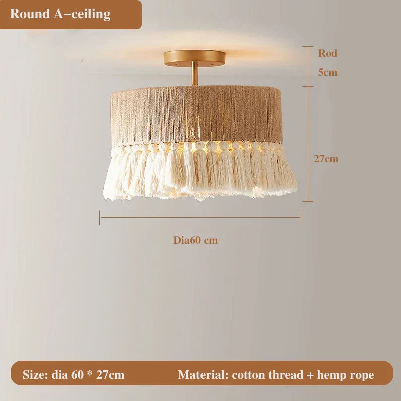 DecorBites™ Bohemian Hemp Rope Tassel Pendant Light for Home Decor