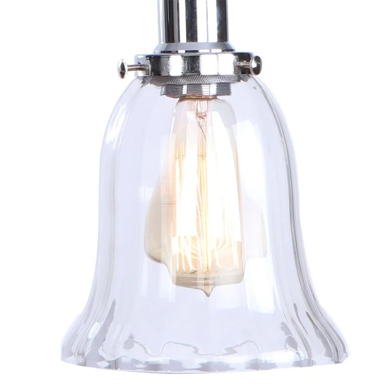 DecorBites™ Chrome Industrial LED Wall Sconce Swing Arm Clear Glass Lamp