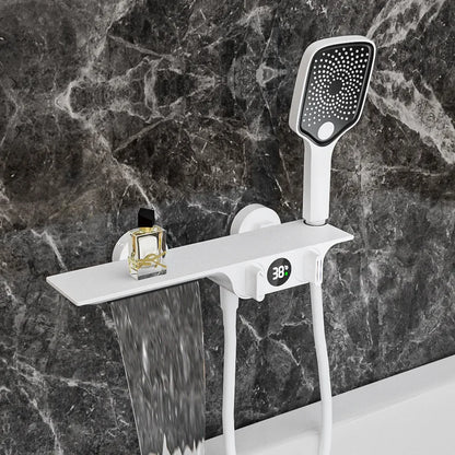 DecorBites™ Digital Display Black Waterfall Shower Mixer Wall Mount Brass Bathroom Taps