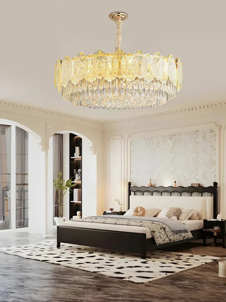 DecorBites™ Gold Glass Dining Table Lamp | Modern Round Crystal Hanging Pendant Lights