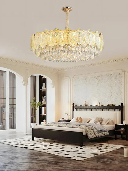 DecorBites™ Gold Glass Dining Table Lamp | Modern Round Crystal Hanging Pendant Lights