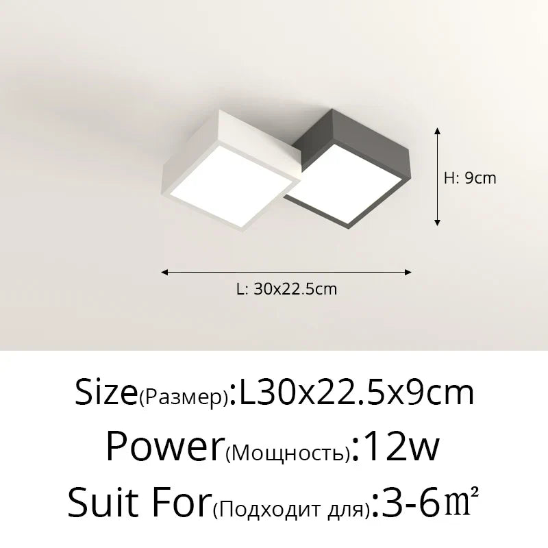 Lámpara de araña geométrica DecorBites™: Lámpara minimalista moderna de lujo en blanco y negro para dormitorio