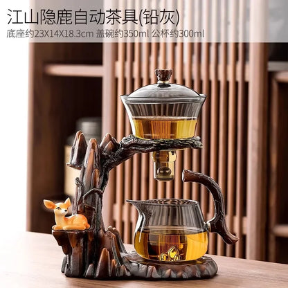 DecorBites™ Lazy Kung Fu Tea Set with Magnetic Water-Separating Bowl & Teapot