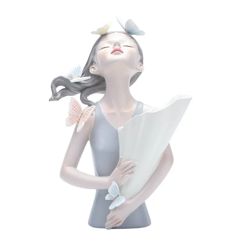 DecorBites™ Decorative Butterfly Girl Sculptures Resin Flower Vase Ornaments
