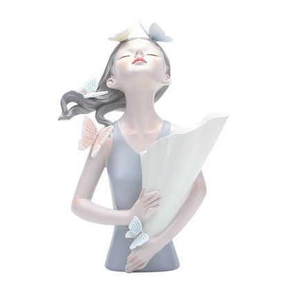 DecorBites™ Decorative Butterfly Girl Sculptures Resin Flower Vase Ornaments