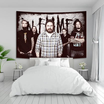 In Flames Tapestry - Death Metal Band Album Cover Wall Art for Living Room by Decobites