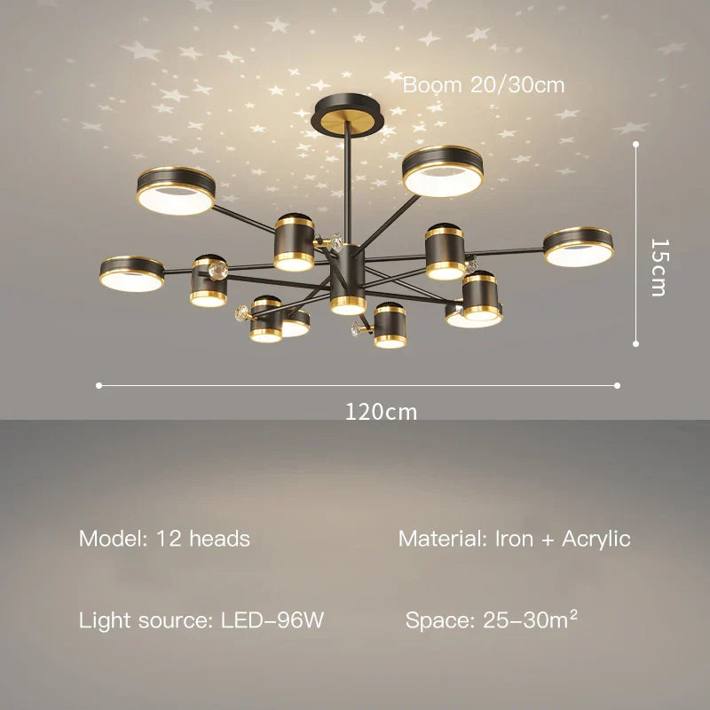 DecorBites™ LED Chandelier: Modern Smart Remote Ceiling Light for Living Room Bedroom Dining Kitchen