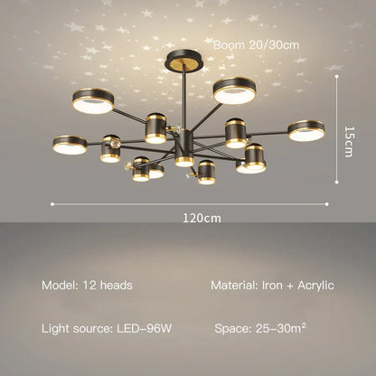 DecorBites™ LED Chandelier: Modern Smart Remote Ceiling Light for Living Room Bedroom Dining Kitchen