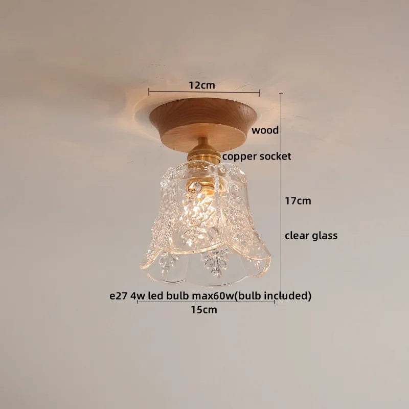 DecorBites™ Glass Wood LED Ceiling Light Modern Ceiling Lamp