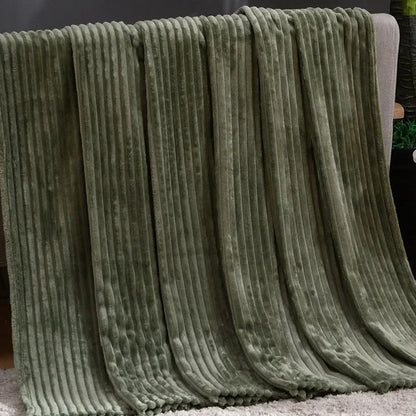 Manta de franela a rayas DecorBites™ para invierno - Ideal para dormitorio o sala de estar