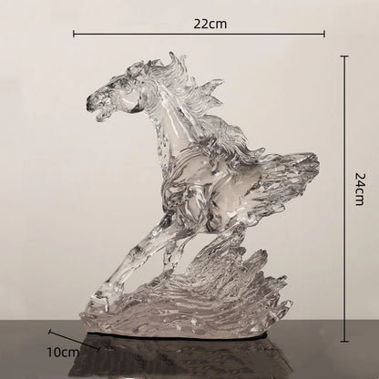 DecorBites™ Clear Horse Resin Sculpture Decorative Figurine Home Decoration