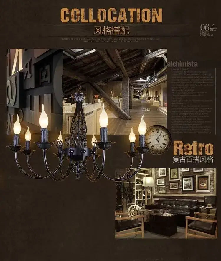 DecorBites™ Modern Black Iron Chandelier for Living Room