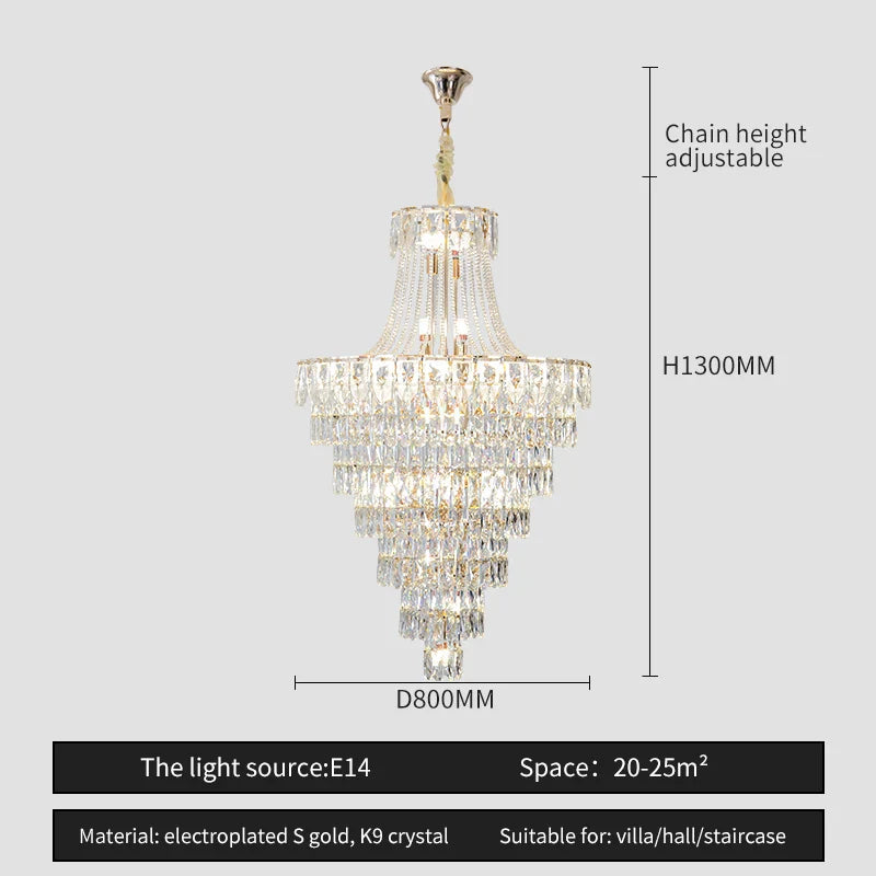 DecorBites™ Crystal Chandelier Art Living Room Lighting for Duplex Buildings and High-End Restaurants