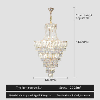 DecorBites™ Crystal Chandelier Art Living Room Lighting for Duplex Buildings and High-End Restaurants