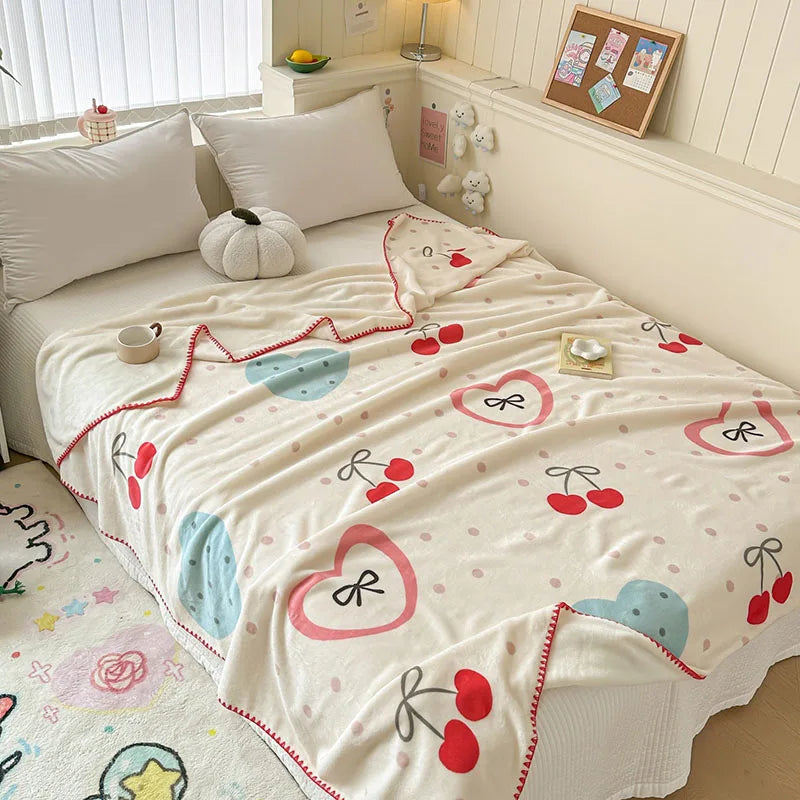 Manta de terciopelo color leche DecorBites™: Diseño bonito, cálida, multifuncional, ideal para el sofá y para viajes.