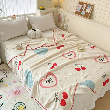 Manta de terciopelo color leche DecorBites™: Diseño bonito, cálida, multifuncional, ideal para el sofá y para viajes.