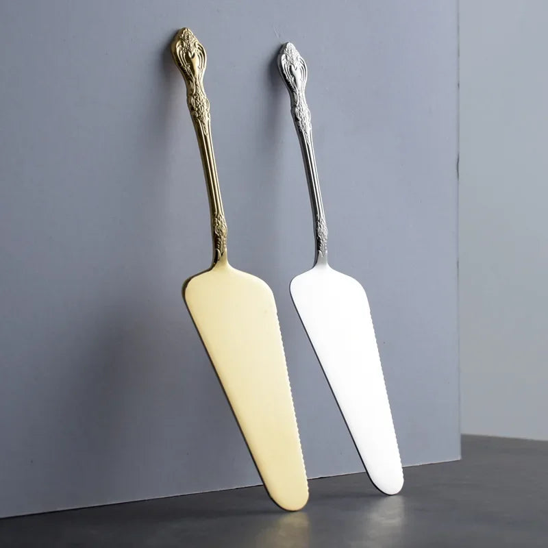 DecorBites™ Gold Cake Shovel Spatula: Wedding Party Baking Pastry Serve Restaurant Silverware