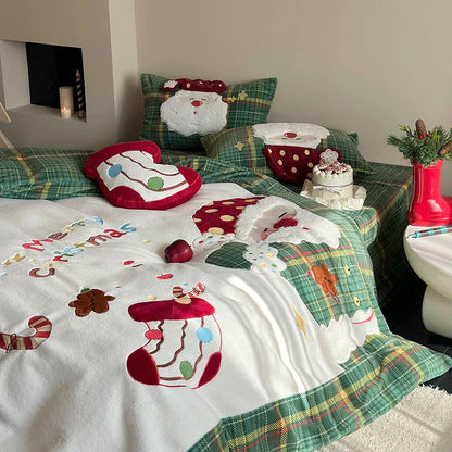 Decobites Santa Claus Winter Bedding Set, Single Duvet, Bed Sheet, Pillowcases