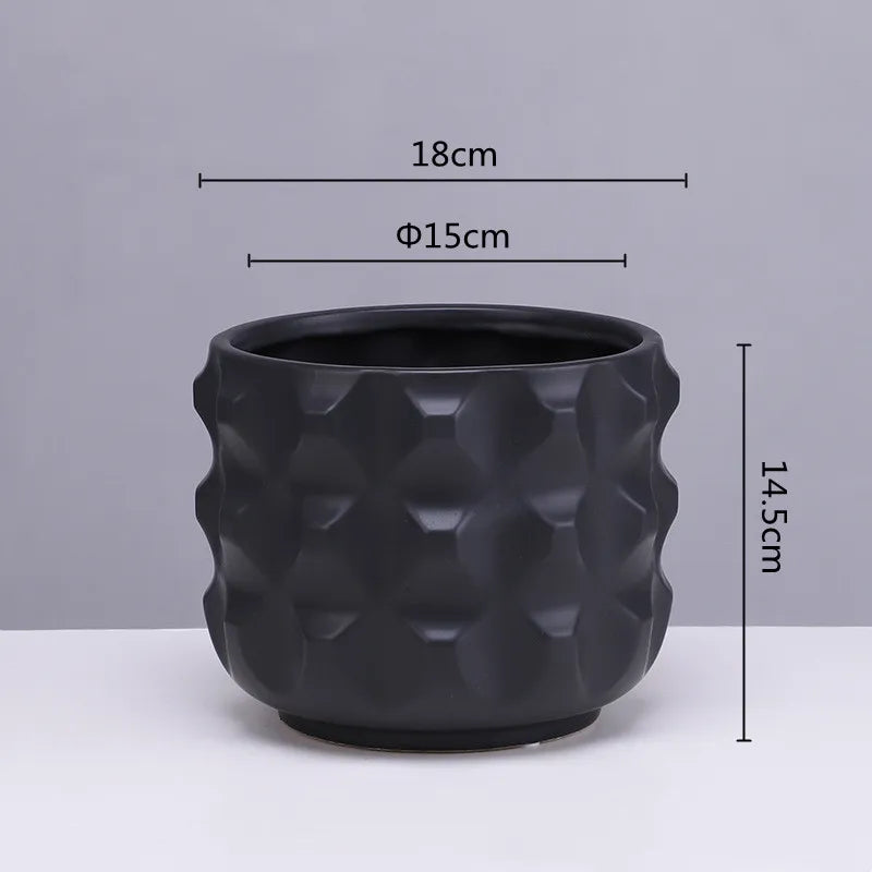 DecorBites™ Gold Ceramic Flower Pot Geometry Vase for Succulents and Floral Arrangements