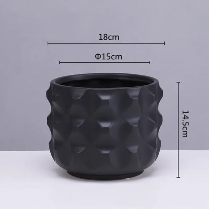 DecorBites™ Gold Ceramic Flower Pot Geometry Vase for Succulents and Floral Arrangements