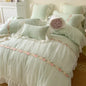 Decobites Pink French Princess Lace Ruffles Bedding Set with Pillowcases & Bed Sheet