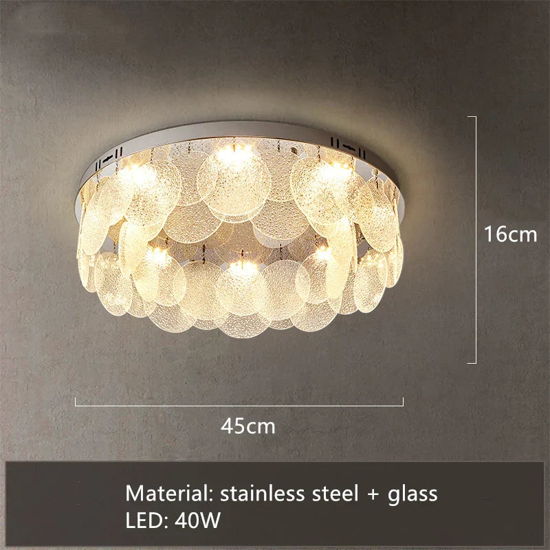 DecorBites™ LED Ceiling Light Stainless Steel Glass Parlor Bedroom Fixture