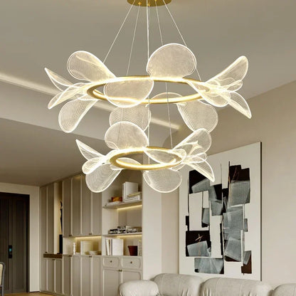 Lámpara de araña LED DecorBites™ con forma de flor: Colgante acrílico de lujo para sala de estar, dormitorio y cocina modernos.