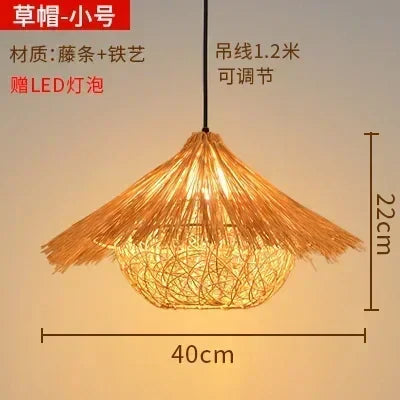 ديكوربايتس™ مصباح معلق من الخيزران المنسوج 30 سم - وحدات إضاءة ديكورية على الطراز الصيني